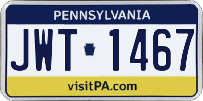 PA license plate JWT1467