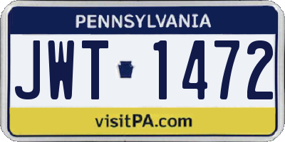 PA license plate JWT1472