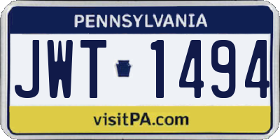 PA license plate JWT1494