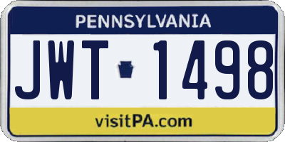PA license plate JWT1498