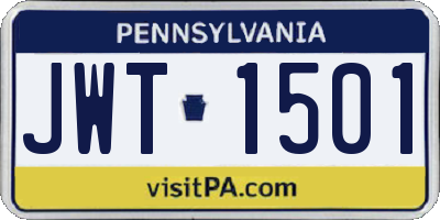 PA license plate JWT1501
