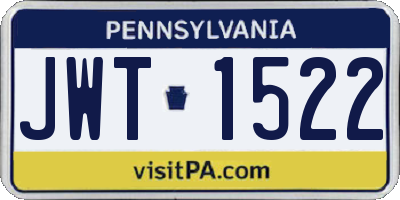 PA license plate JWT1522