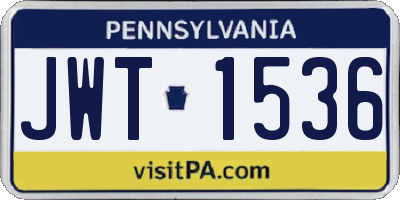 PA license plate JWT1536