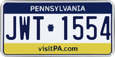 PA license plate JWT1554