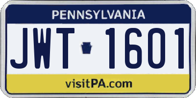 PA license plate JWT1601
