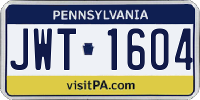 PA license plate JWT1604