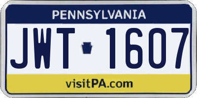 PA license plate JWT1607