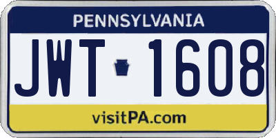 PA license plate JWT1608