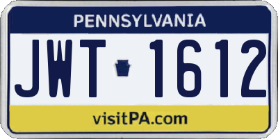 PA license plate JWT1612