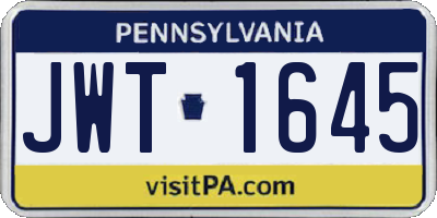 PA license plate JWT1645
