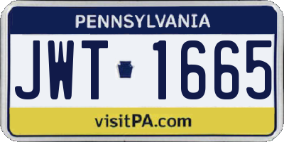 PA license plate JWT1665