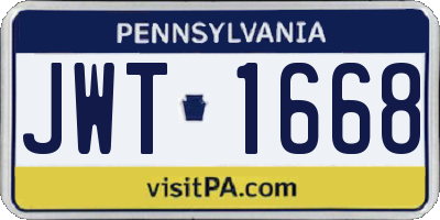 PA license plate JWT1668