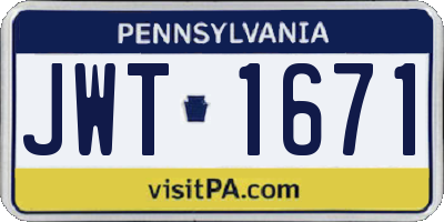 PA license plate JWT1671