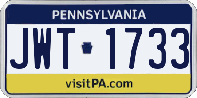 PA license plate JWT1733