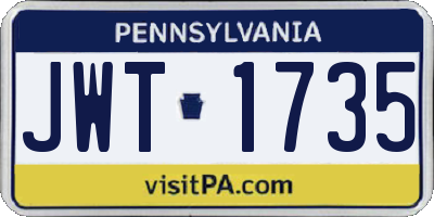 PA license plate JWT1735