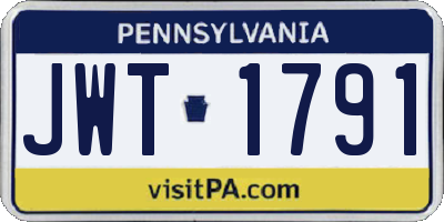 PA license plate JWT1791