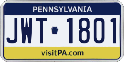 PA license plate JWT1801