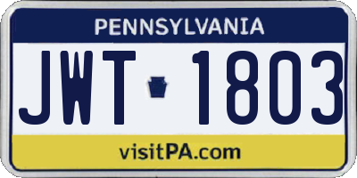 PA license plate JWT1803