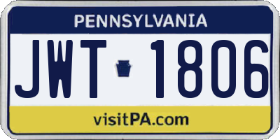 PA license plate JWT1806