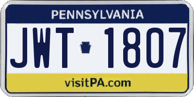 PA license plate JWT1807