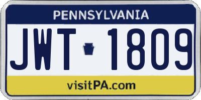 PA license plate JWT1809