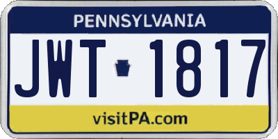 PA license plate JWT1817