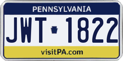 PA license plate JWT1822