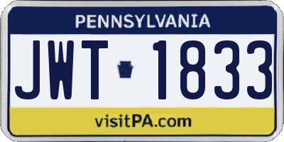PA license plate JWT1833