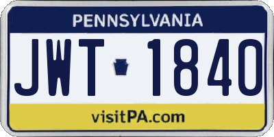 PA license plate JWT1840