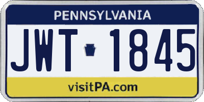 PA license plate JWT1845