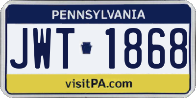 PA license plate JWT1868