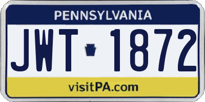 PA license plate JWT1872