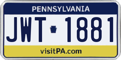 PA license plate JWT1881