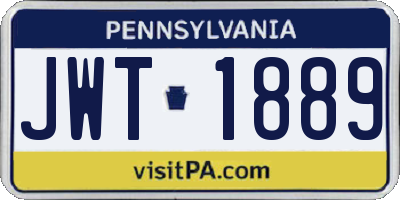 PA license plate JWT1889