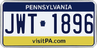 PA license plate JWT1896