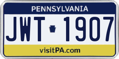 PA license plate JWT1907
