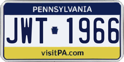 PA license plate JWT1966