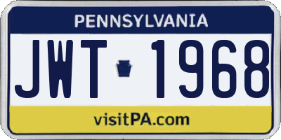 PA license plate JWT1968