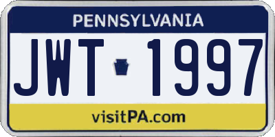 PA license plate JWT1997