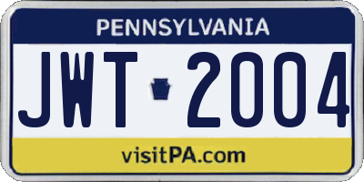PA license plate JWT2004