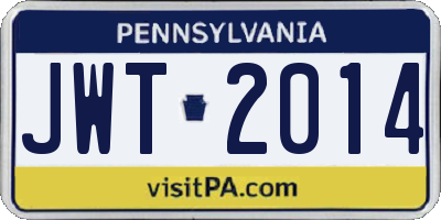 PA license plate JWT2014
