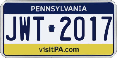 PA license plate JWT2017