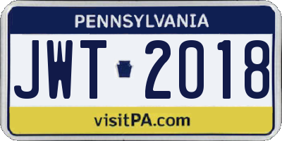 PA license plate JWT2018
