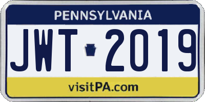 PA license plate JWT2019