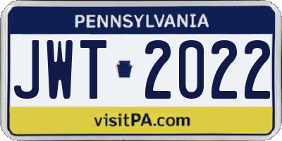 PA license plate JWT2022