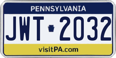 PA license plate JWT2032