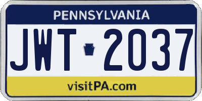 PA license plate JWT2037