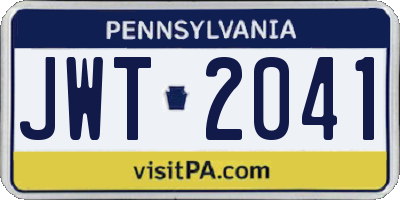 PA license plate JWT2041