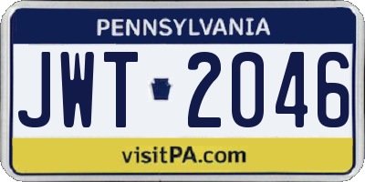 PA license plate JWT2046