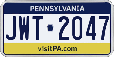 PA license plate JWT2047